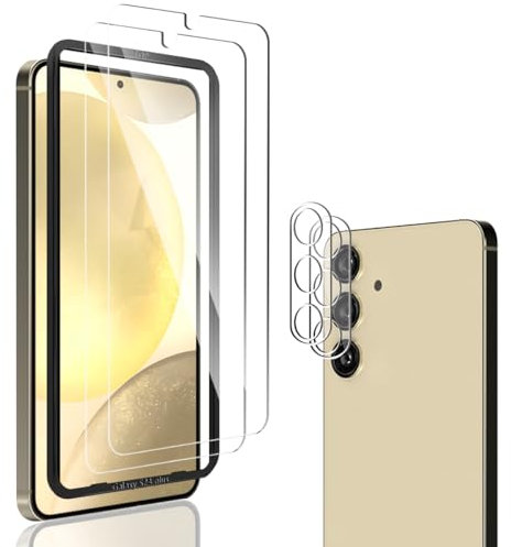 Jewloofa Verre Trempé pour Samsung Galaxy S24 Plus Protection écran [2 Pièces] et Galaxy S24 Plus Caméra Arrière Protecteur [2 Pièces], Transparent HD, Protection écran pour Galaxy S24 Plus