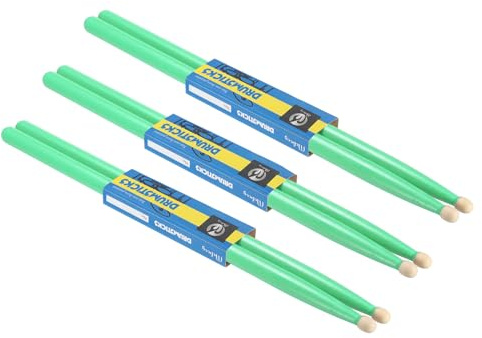 PATIKIL 3 Paar Ahornholz Drumsticks Rutschfeste Schlagzeug Sticks 5A Grün | Trommelstöcke für Schlagzeug Musikinstrument Percussion