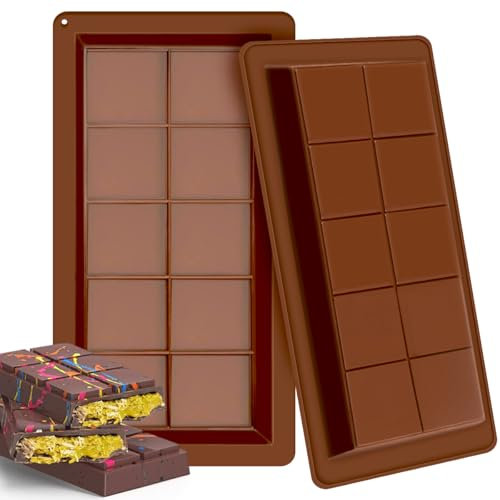 CHANCCI Chocolate Bar Moulds Silicone,2 PCS Deep Chocolate Bar Mould,Thick Chocolatess Bar Mould,Silicone Mould Chocolates Bars for Chocolates Praline Sweets
