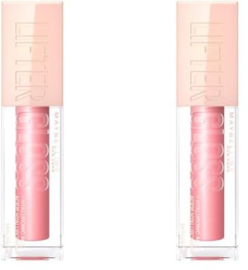 Maybelline New York Glänzender Lipgloss für voller wirkende Lippen, Feuchtigkeitsspendend, Mit Hyaluronsäure, Lifter Gloss, Farbe: Nr. 004 Silk (Rosa), 1 x 5,4 ml (Packung mit 2)