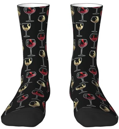 SUMNOS Verre de vin, Chaussettes de Compression Chaussettes d'équipage Chaussettes décontractées pour Adultes Chaussettes de Sport