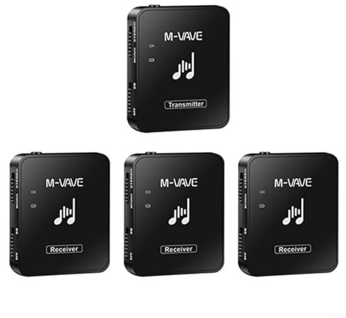 CWOQOCW 2.4G Wireless In-Ear Monitor Auricolare, Ricevitore Trasmettitore Ricaricabile, Mini Bodypack Macchina per Studio, Prova Band (1 Tran 3 Ricevitori)