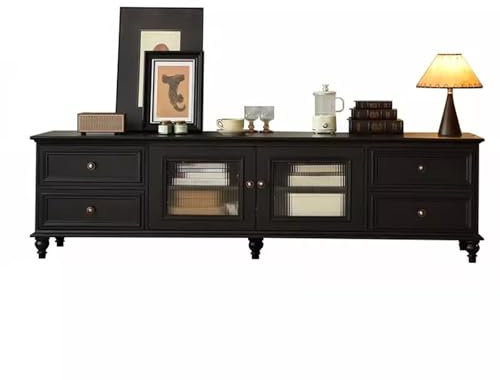 Schwebender TV-Schrank TV-Schrank Aus Massivholz Schlichter Retro-Wohnzimmerschrank Leichter Luxuriöser Schwarzer TV-Schrank Im Amerikanischen Stil(Schwarz,160 * 40 * 55CM)