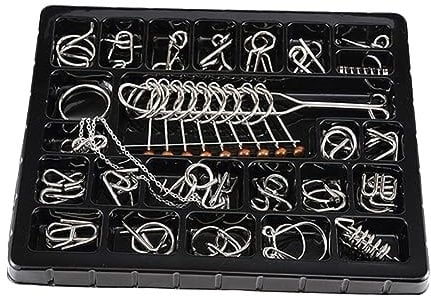 Alasum Brain Puzzle Set for Kids Adults 25 Pcs Metal Iq Puzzle Toys for Brain Teaser Games