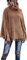 Goolecrimp Damen Hoher Hals Plüsch Schal Mode Langarm Lose Quaste Saum Pullover Poncho Elegant Lässig Braun Winter Warm Poncho (Braun,L)