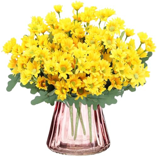 astylishome Faux Flowers that Look Real for a Tall Vase Yellow Bundles Small Artificial Daisy Flowers Bouquet Faux Silk Tiny Daisy Flowers for Home Garden Vase Decor 3609