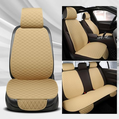 MSMDG Auto Sitzauflage Sitzkissen für VW UP, Kratzfest rutschfest Atmungsaktiv Auto Sitzauflagen, Airbag Kompatibel,C/Beige