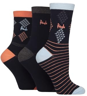 Pringle Ladies Patterned Cotton and Recycled Polyester Socks Pack of 3