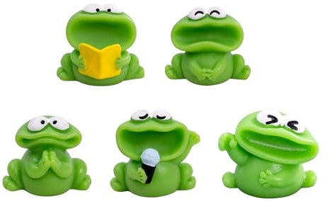 5 Stück Gartenfiguren aus Kunstharz, große Öffnung, Frosch-Statue, Miniatur-Dekorationen für Landschaft, Teich, Pool, 5 Stück