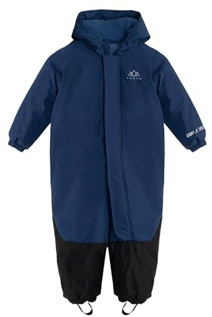 KADVA Kinder Skianzug KIKO Jr in Marineblau Größe 104 Ski Overall für Jungen Wasserdicht Winddicht mit Reflektoren und Kapuze Fleecefutter