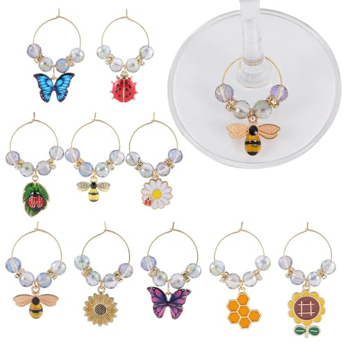 WEWAYSMILE Glas Identifikations Getränke,Weinglas Charms Ringe,Weinglas Charms,für Wein-Cocktail-Verkostungs-Gastgeschenke