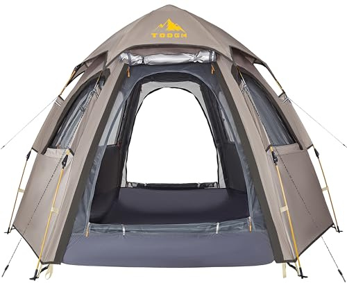 Toogh Campingzelt mit sofortiger Einrichtung, wetterfestes Zelt für 2/3 Personen, einfacher schneller Aufbau in 60 Sekunden, mit Regenschutz, Zelt für Familien-Camping und Wandern, verbesserte