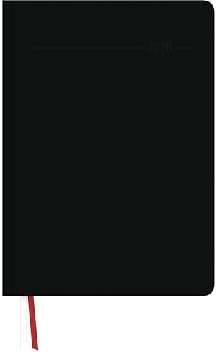 Zettler Manager-Timer XL Tucson schwarz A4 2026 – Wochenkalender 22 × 30 cm, 1 Woche/2 Seiten, Tucson-Einband, halbstündige Zeiteinteilung 7–21 Uhr, Monatsregister, FSC-zertifiziert, viersprachig