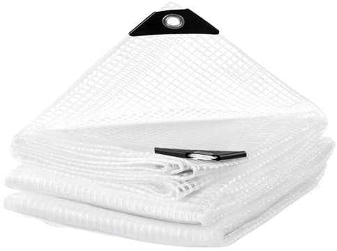 Telone Impermeabile per Esterno Telo Resistente Antistrappo Retinato con Occhielli Rinforzati Multiuso Giardino, Auto, Legna, Piscina, Trasparente - 4x4 m