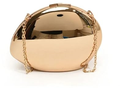 MKEMQXBEP Designer Acryl Shell Form Clutch Tasche Gold Silber Frauen Abend Party Tasche Niedliche Glänzende Metall Schulter Umhängetaschen Kleine Geldbörse(Gold 1PC)