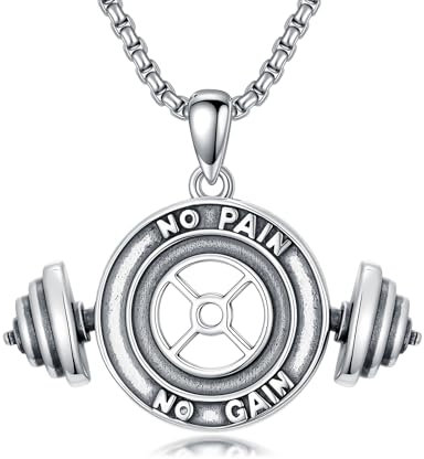 PDTJMTG Hantel Halskette 925 Sterling Silber Hantel Anhänger Fitness Sport Schmuck Geschenk für Männer