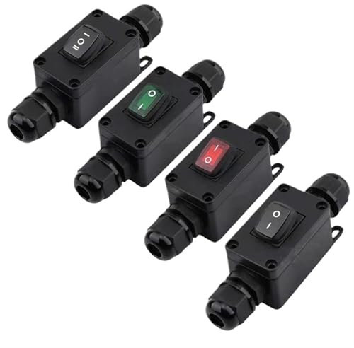 1 PC IP65 impermeabile 10A Heavy Duty grande corrente in linea interruttore on/off Max AC3~220V indicatore LED(Green LED Button)