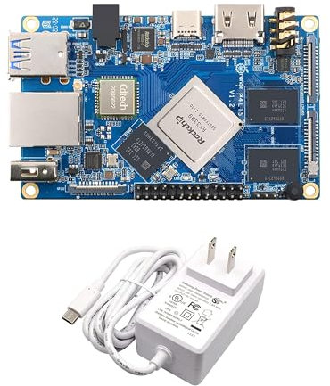 Orange Pi 4 LTS 4GB LPDDR4 16GB EMMC RK3399 Six Core 64 Bit Mini Computer Board, Supporto Android Ubuntu Debian OS (SingleBoard + Power)