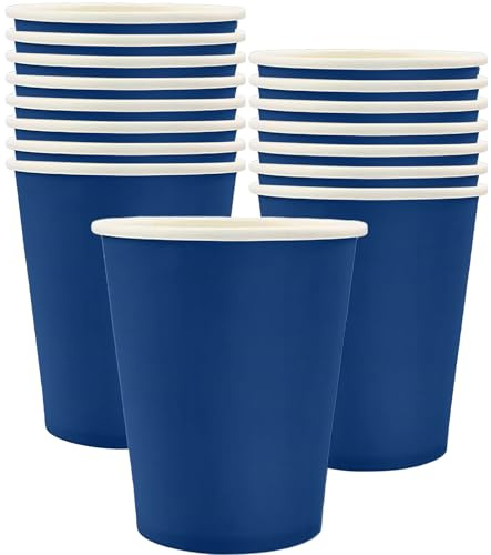 MOMAHUA 16P Party Cups,Navy Blue Paper Cup for Birthday,9oz/250ml Birthday Cups Solid Color Tableware,Table Decors for Wedding,Picnic,Sage Green Themed Party Supplies for 16 Guests