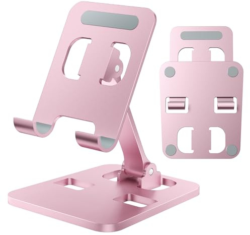 Anifrim handyständer für den Schreibtisch, doppelt Faltbarer handyhalterung, tragbare handyhalter für iPhone 17, 16, 15, 14, 13 Pro Max Plus, Air, Galaxy S25, S24 und alle Anderen Handys (pink)