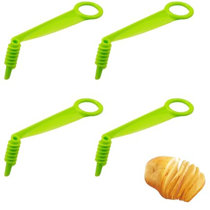 4 Stück Spiralschneider Gemüse,Spiralschneider Kartoffel,Gemseschneider spiralschneider,Kunststoff Spiral Schneidewerkzeug,Kartoffelspiralenschneider,Spiralmesser für Gurke,Karotte,Obst,Zucchini,Apfel