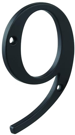 HASWARE Numéros de maison 4 pouces en métal - plaque de porte noire en alliage de zinc au look flottant moderne anti-rouille poudré installation facile 0-9 (Numéro 9)