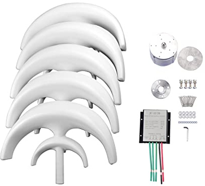 ERYUE Generatore Eolico Domestico 12V Generatore Eolico a Bassa Velocità di Avvio a Bassa Velocità Kit Mulino 5 Pale Silenzioso per Barche RV Lega di Alluminio/Fibra Nylon (5 lame)