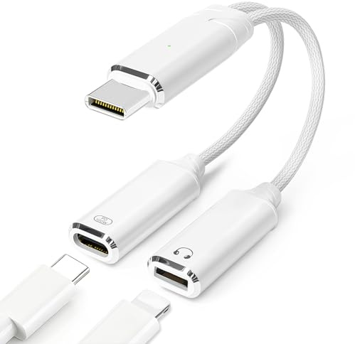 IVIVTOR Divisor de carga de auriculares USB-C – 2 en 1 1 100 W de carga rápida y adaptador Lightning Audio Y para teléfonos con tipo C