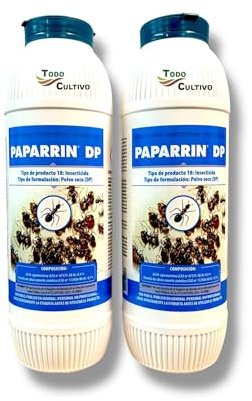 Insecticida en polvo 1.5kg Contra hormigas, cucarachas, pulgas, chinches, garrapatas, moscas, insectos voladores y rastreros. Paparrin 2x750