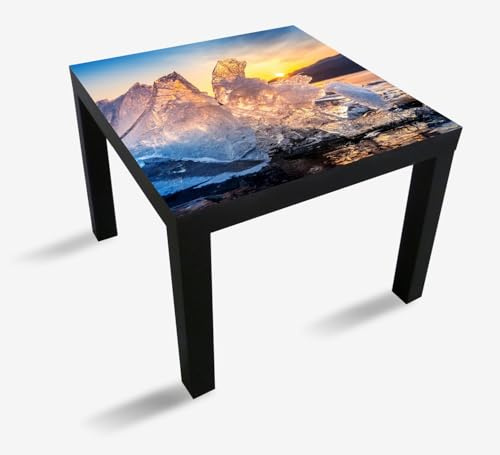 Wallario Möbelfolie selbstklebend/Aufkleber, Tischfolie geeignet für IKEA Lack Tisch - Möbeldeko Eisformation im Abendlicht in 55 x 55 cm