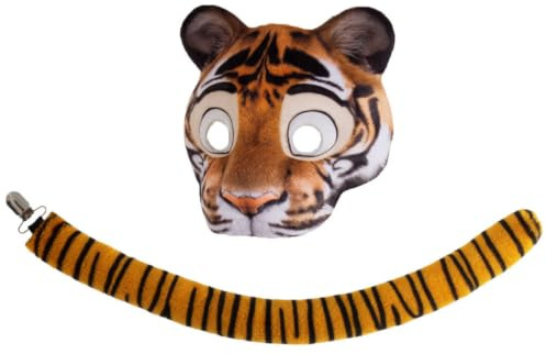 SOLUSTRE Realistische Cosplay Tigermaske aus Eva und Stoff mit Sicherem Sitz für Karneval Halloween und Kostümpartys