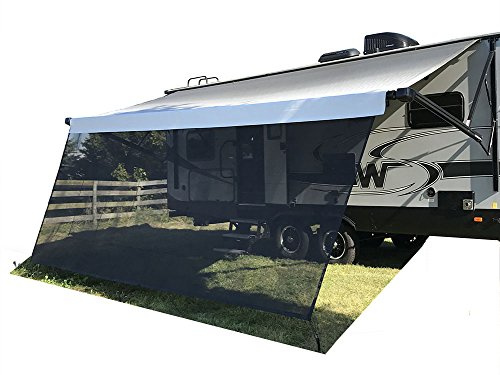 Tentproinc Wohnmobil-Markise, Sonnenschutz, 2,4 x 4,2 m, 7,6 cm, schwarz, Freizeitnetz, Sonnenschutz, komplettes Set, für Wohnmobil, Camping, Anhänger, Vordach, UV-Sonnenschutz, 3 Jahre Garantie