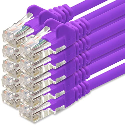 1aTTack.de Network cable Cat.6 - purple - 10x - 7.5m - (set) - CAT6 Ethernet cable Lanka cable 1000 Mbits patch cable
