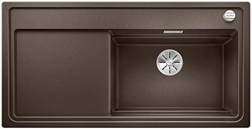 BLANCO ZENAR XL 6 S DampfgarPlus | Granitspüle aus SILGRANIT cafe | Einbauart: Einbau von Oben | Hauptbecken rechts | mit Holzschneidbrett | für 60 cm breite Unterschränke | Großes Becken
