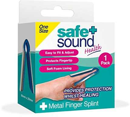 Safe & Sound 90mm Metal Finger Splint - Adjustable & Soft Foam Lined - Ideal for Finger Injuries & Support