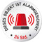 Türschilder24 XXL Türschild • Ø 100 mm rund • Schild Alarm gesichert • aus veredeltem Aluminium Vollmaterial • geschliffene Edelstahloptik • 100% Made in Germany