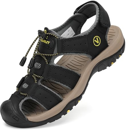 FLARUT Sandalias Deportivas Hombres Verano Exterior Senderismo Zapatos Trekking Casual Zapatos de Montaña Cuero Sandalias de Playa