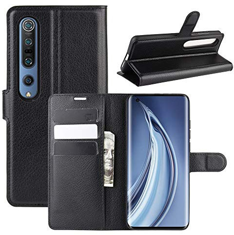 betterfon Handyhülle Kompatibel mit Xiaomi Mi 10 | Premium Qualität TPU Klapphülle für Mi 10 mit Kartenfächern | Magnetverschluss Handyhülle | Schwarz