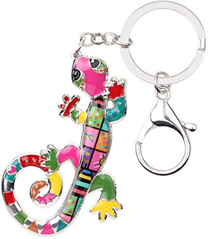 DOWAY Niedliche Eidechse Gecko Schlüsselanhänger Emaille Schlüsselanhänger für Damen Mädchen Handtaschen Geldbeutel Taschen Geschenk