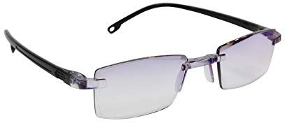 Fads & Fashions Tinted Anti Blue Light Rimless Reading Glasses Mens Womans Anti Fatigue RG2ABL (Grey, 1.5)