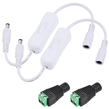 sourcing map 2 Set DC Kabel mit Schalter und Buchse 5,5 mm x 2,1 mm für Kamera und LED Weiß