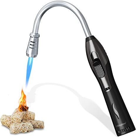 YZLighter Stabfeuerzeug Gas Nachfüllbar Jet Feuerzeug Sturmfeuerzeug Jetflamme Gasbrenner Grill Feuerzeug Lang Kaminfeuerzeug Anzünder für Camping,Ofen,Silvester,Feuerwerk,Lagerfeuer,Gasherd(Ohne Gas)