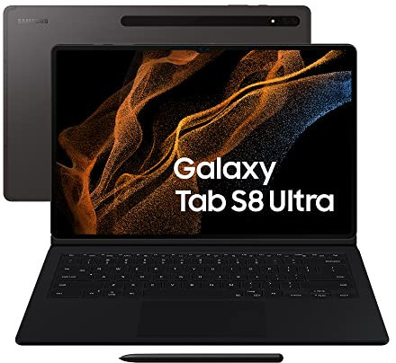 Samsung Galaxy Tab S8 Ultra Tablet Android 14.6 Pollici Wi-Fi RAM 16 GB 512 GB Tablet Android 12 Graphite [Versione Italiana] 2022 + Book Cover Keyboard Custodia con Tastiera Black
