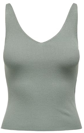 JDY Damen Tank Top Oberteil JDYNANNA Basic Shirt Ärmellos Struktur Pullover V-Neck Ausschnitt