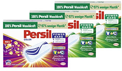 Persil Power Bars Color Waschmittel (16 Waschladungen), vordosiertes Buntwaschmittel & 2x Persil Power Bars Universal Waschmittel (16 Waschladungen), vordosiertes Vollwaschmittel