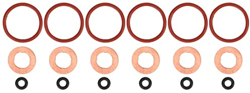Aramox Fuel Injector Seals Kit, Rubber Metal Fuel Injector Sealing Rings Kit 059 130 519 Replacement for A4 A5 A6 Q5