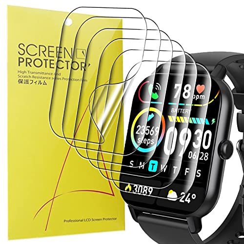 Blueshaweu 6 Pezzi Pellicola per Nerunsa 1.85 Smartwatch P66D, Pellicola Protettiva per Nerunsa / Ddidbi / Dotn / Aptkdoe P66D Smartwatch, Sensibile al Tatto, Senza Bolle, HD Trasparente TPU Film