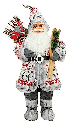 TITA-DONG Figura de Papá Noel Con Paquete de Regalos, Muñeca de Pie Para Colección Navideña, Decoración de Mesa y Fiesta en Casa (30 Centímetros)