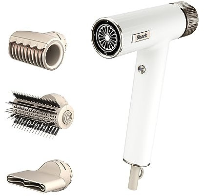 Shark SpeedStyle Hair Dryer & RapidGloss Finisher for Straight & Wavy Hair, 3 Stylers, Ultra Fast Drying, Smooths Flyaways, For All Hair Types, No Heat Damage, Automatic Settings, Ionic, Silk HD331UK