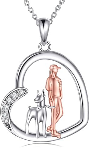 YFN Dobermann Halskette für Mädchen Sterling Silber Herz Hund Anhänger für Frauen (Dobermann)